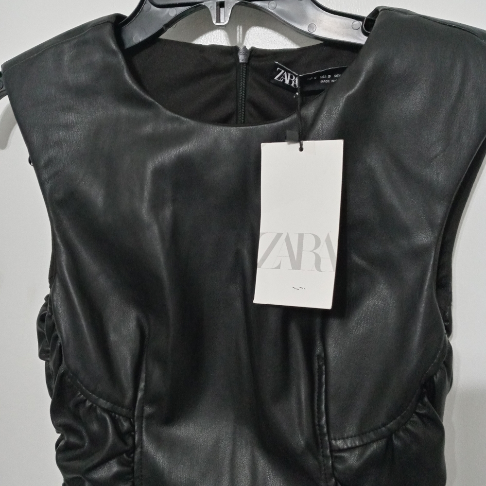 Zara faux leather Sleeveless mini dress